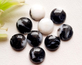 White Buffalo Turquoise 10 MM Calibrated Round Shape Cabochon With Flat Back Gemstone 8 Pieces Lot For Handmade Jewelry