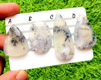 Flawless Dendritic Opal Cabochon Loose Gemstone For Jewelry Making, Dendritic Opal Gemstone For Handamde Jewelry And Wire Wrap - 34728-34731