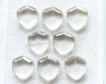 Clear Quartz Fancy Cut Trillion Shape With Flat Back Gemstone 8 Pieces Lot | Size : 12 MM | AAA+ Clear Quartz Used For Jewelry Making