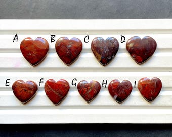 New Red Jasper Heart Shape Cabochon Loose Gemstone For Jewelry Making, AAA+ Natural Red Jasper Heart Shape For Wire Wrap - 30543-30551