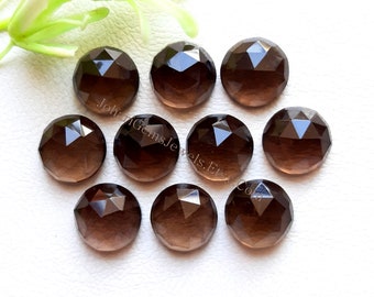 Natural Smoky Quartz Round Shape Rose Cut Gemstone Lot | Size 12 MM | Smoky Quartz Round Shape Rose Cut 10 Pieces Lot for Jewelry Making