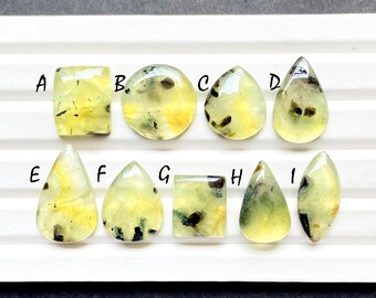 New Rusted Rutile Prehnite Cabochon Loose Gemstone For Jewelry Making, Natural Rusted Rutile Prehnite Gemstone For Wire Wrap - 25487-25495