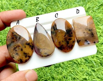 Autumn Mist Dendritic Agate Cabochons For Wire Wrap, Natural Landscape Agate Cabochons For Jewelry Making, Earth Tone Gemstones -35872-35875