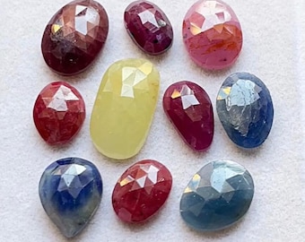 Selected Multi Sapphire Rose Cut Loose Gemstone 10 Pieces Lot | Size : 10-17 MM | Natural Multi Sapphire Rose Cut For Handmade Jewelry  5727
