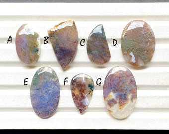New Indonesian Moss Agate Cabochon Loose Gemstone For Jewelry Making, AAA+ Natural Moss Agate Cabochon For Handmade Jewelry  - 27491-27497