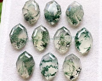 Moss Agate Fancy Cut Marquise Shape With Flat Back Gemstone 10 Pieces Lot | Size : 10X14 MM | AAA+ Moss Agate Used For Jewelry Making