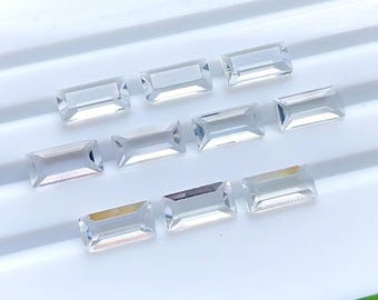 Clear Quartz 5X10 MM Faceted Rectangle Shape With Pointed Back Gemstone 10 Pieces Lot For Jewelry Making, AAA+ Clear Quartz For Jewelry