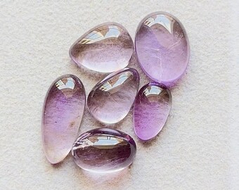 Pink Amethyst Cabochon Loose Gemstone 6 Pieces Lot | Size : 19-12 MM | AAA+ Natural Pink Amethyst Cabochon Lot For Handmade Jewelry - 29123