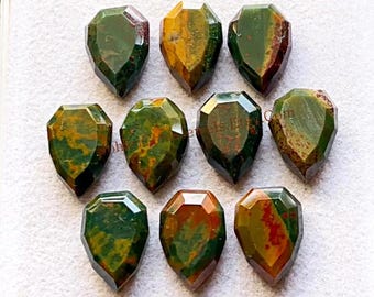 Selected Blood stone Pear Shape 10x14 MM Fancy Cut With Flat Back Gemstone 10 Pieces Lot, AAA+ Natural Blood stone Used For Jewelry Making