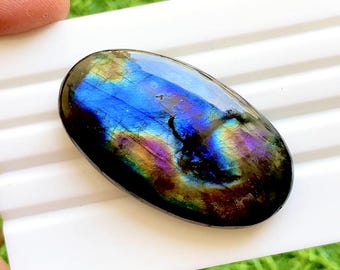 BIG BLUE Labradorite Cabochon Loose Gemstone For Jewelry Making | Size : 50X28X9 MM | Natural Multi Color Labradorite - 37846