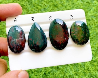 New Blood Stone Cabochon Loose Gemstone For Jewelry Making, AAA+ Natural Blood Stone Cabochon Gemstone For Wire Wrap - 38137-38140
