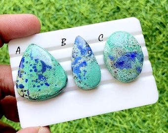 New Blue Bird Azurite Cabochon Loose Gemstone For Jewelry Making, AAA+ Natural Blue Bird Azurite For Handmade Jewelry - 35824-35826