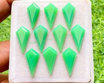 Chrysoprase 10x20 MM Kite Shape Fancy Cut With Flat Back Gemstone 6 Pieces Lot For Jewelry Making, AAA+ Natural Chrysoprase Lot For Jewelry