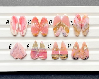 Strawberry Pink Opal Pair Cabochon Loose Gemstone For Handmade Jewelry, AAA+ Natural Pink Opal Matching Pairs For Earrings - 27008-27015