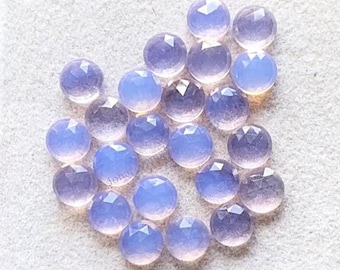 Lavender Quartz 6 MM Round Shape Rose Cut Gemstone 15 Pieces Lot, AAA+ Lavender Quartz With Flat Back For Jewelry Making