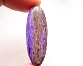 CHAROITE Cabochon de pierres précieuses en vrac pour la fabrication de bijoux | Taille : 42X15X6 MM | Pierre naturelle de charoite AAA+ pour bijoux faits main - 11386