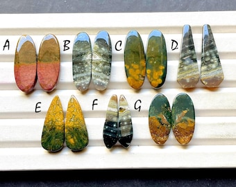 Selected Ocean Jasper Pair Cabochon Loose Gemstone, Natural Ocean Jasper Pair Gemstone For Handmade Jewelry and Wirewrap - 33792-33798