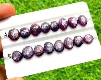 Rare Purple Star Sapphire Rosecut Gemstone With Flat Back 8 Pieces Lot For Jewelry Making, AAA+ Natural Sapphire Gemstone Lot - 27541-27542