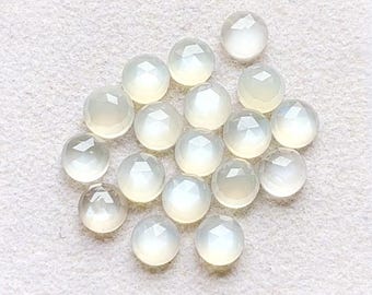 Top White Moonstone 6 MM Rose Cut Round Shape Gemstone 15 Pieces Lot, AAA+ Natural White Moonstone With Flat Back For Jewelry Making