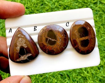 Natural Septarian Jasper Cabochon For Wire Wrap, Natural Dragon Brown Septarian Fossil Stone For Handmade Jewelry Making - 36487-36489