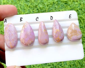 Blush Gold Phosphorite Cabochon Loose Gemstone For Jewelry Making, AAA+ Pink & Golden Natural Stone For Wire Wrap - 35163-35167