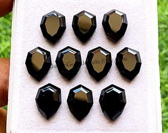 Black Chalcedony Fancy Cut Pear Shape With Flat Back Gemstone 10 Pieces Lot | Size : 10x14 MM | AAA+ Natural Chalcedony For Jewelry Making