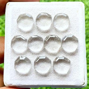 Clear Quartz Fancy Cut Octagon Shape With Flat Back Gemstone 10 Pieces Lot | Size : 12 MM | AAA+ Clear Quartz Used For Jewelry Making