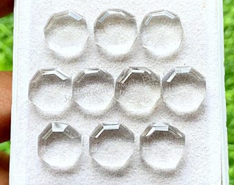 Clear Quartz Fancy Cut Octagon Shape With Flat Back Gemstone 10 Pieces Lot | Size : 12 MM | AAA+ Clear Quartz Used For Jewelry Making