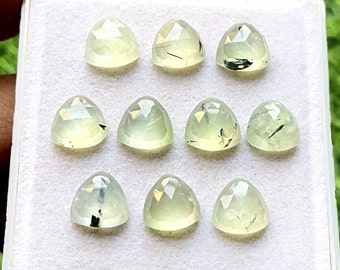 PREHNITE Trillion Shape Rosecut Gemstone 10 Pieces Lot | Size : 10 MM | AAA+ Natural Prehnite With Flat Back For Handmade Jewelry