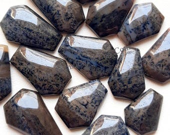 Latest Honey Dendritic Agate Coffin Shape Cabochon With Flat Back Wholesale Lot By Weight With Different Sizes Used For Jewelry Making