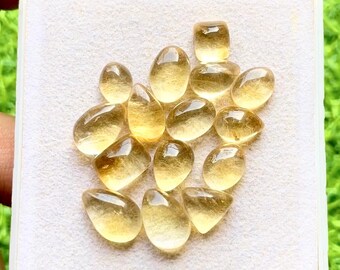 Selected Citrine Small Cabochon Loose Gemstone 15 Pieces Lot For Jewelry Making | Size : 12-7 MM | AAA+ Natural Citrine Cabochon - 29965