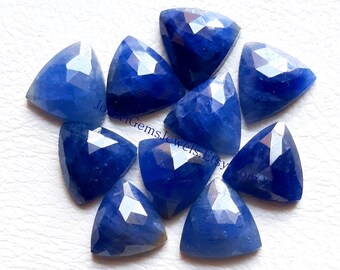 100% Natural Blue Sapphire Trillion Shape Rose Cut With Flat Back Gemstone 10 Pieces Lot | Size : 10 MM | Blue Sapphire For Handmade Jewelry