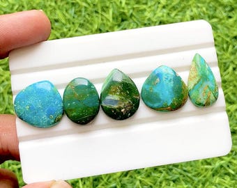 Natural Chilean Opal Cabochon Loose Gemstone 5 Pieces Lot For Jewelry Making | Size : 21-19 MM | AAA+ Chilean Opal Flatback Lot - 36779