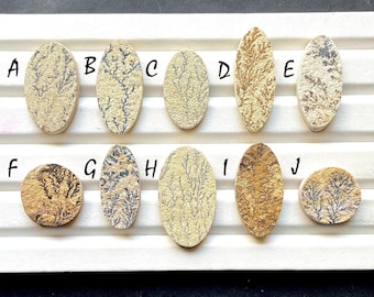 Psilomelane Dendritic Cabochon Loose Gemstone For Jewelry Making, AAA+ Natural Psilomelane Dendritic Cabochon For Wire Wrap - 33324-33333