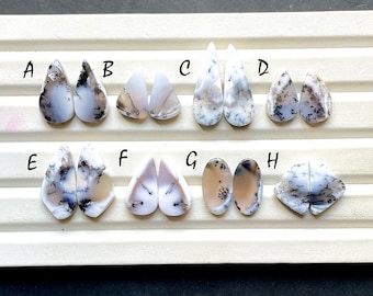 Beautiful Dendritic Opal Pair Cabochon Loose Gemstone For Jewelry Making, Natural Dendritic Opal Matching Pair For Earrings - 32111-32118