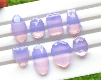 Lavender Quartz Fancy Cut Mix Shape With Flat Back Gemstone 8 Pieces Lot For Jewelry Making | Size : 20-14 MM | AAA+ Lavender Quartz - 32537