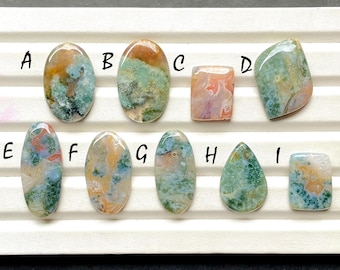 New Indonesian Moss Agate Cabochon Loose Gemstone For Jewelry Making, AAA+ Natural Moss Agate Cabochon For Handmade Jewelry - 31116-31124
