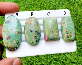 Ruby Fuchsite Cabochon Loose Gemstone For Jewelry Making, AAA+ Natural Ruby Fuchsite Gemstone Cabochon For Wire Wrap- 34920-34923
