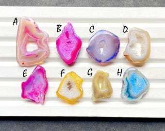 Colorful Window Druzy Cabochon Loose Gemstone For Jewelry Making, AAA+ Natural Druzy Dyed Cabochon Gemstone For Wire Wrap - 25954-25961