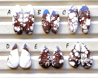 NEW Wild Horse Jasper Pair Cabochon Gemstone For Handmade Jewelry, AAA+ Wild Horse Jasper Gemstone Matching Pairs For Earrings - 33646-33651