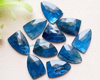 Neon Kyanite Rosecut Shield Gemstone 10 Pieces Lot | Size : 12X8 MM | AAA+ Natural Neon Kyanite With Flat Back For Handmade Jewelry