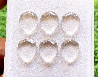 Clear Quartz Fancy Cut Pear Shape With Flat Back Gemstone 6 Pieces Lot | Size : 12X16 MM | AAA+ Clear Quartz Used For Jewelry Making