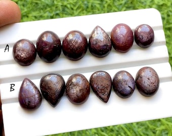 Rare Purple Star Sapphire Cabochon Gemstone With Flat Back 6 Pieces Lot For Jewelry Making, AAA+ Natural Sapphire Gemstone Lot - 32366-32367