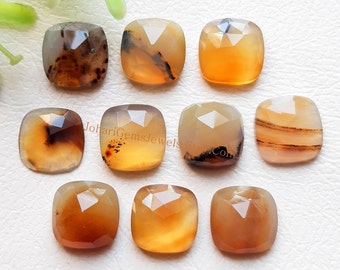 MONTANA AGATE Cushion Shape Rose Cut - 10 Pieces Lot Montana Agate 10mm Cushion Rose Cut Gemstone For Jewelry Making, Pendant, Ring