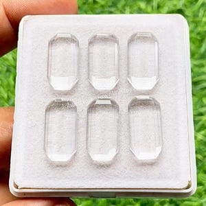 Clear Quartz Fancy Cut Long Octagon Shape With Flat Back Gemstone 6 Pieces Lot | Size : 10X20 MM | AAA+ Clear Quartz Used For Jewelry Making