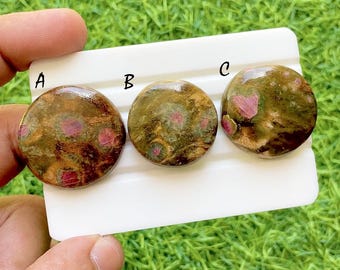 Mystic Forest Ruby In Fuchsite Cabochon For Wire Wrap, Natural Ruby Crystal In Green Matrix, Designer Gemstone For Jewelry - 37506-37508