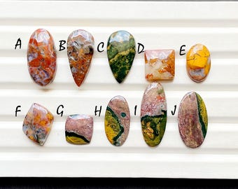 NEW Ocean Jasper Cabochon Loose Gemstone For Jewelry Making, AAA+ Natural Ocean Jasper Gemstone Cabochon For Wire Wrap - 27723-27732