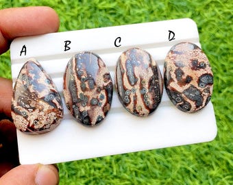 Desert Leopard Jasper Cabochon Loose Gemstone For Jewelry Making, AAA+ Natural Earth Pattern Gemstone For Wire Wrap - 25142-35145
