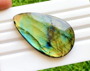 BIG BLUE Labradorite Cabochon Loose Gemstone For Jewelry Making | Size : 53X32X7 MM | Natural Multi Color Labradorite - 37848