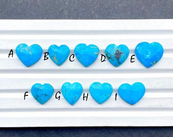 100% Natural Arizona Sleeping Beauty Turquoise Heart Shape Loose Gemstone For Jewelry Making , Arizona Turquoise Cabochon Heart -26518-26526